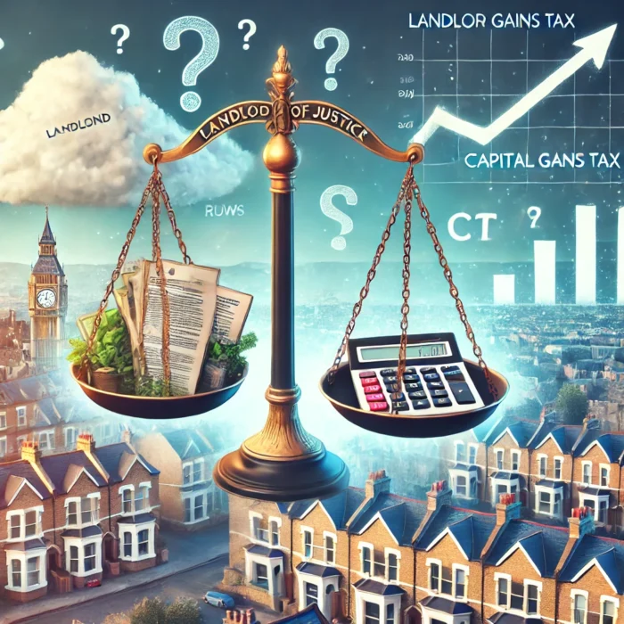 DALL·E 2024-09-18 14.48.39 – A UK cityscape or neighborhood with traditional houses in the background. In the foreground, a set of scales of justice, symbolizing new rules and fai Rental Shake-Up: New Rules & Tax Tweaks on the Horizon The UK rental market is bracing for a major shake-up! The Renters' Reform Bill is set to transform the landlord-tenant landscape, and whispers of Capital Gains Tax (CGT) changes in the upcoming Budget are causing a stir among property investors. These changes could significantly impact landlords' investment strategies.