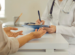 Woman talking to doctor